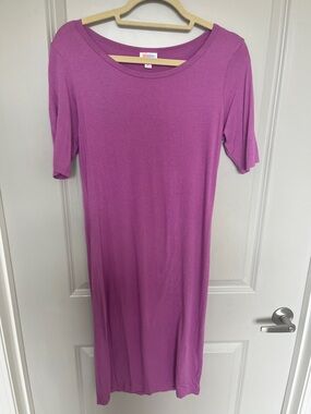 LuLaRoe Magenta Scoop Neck Midi Dress